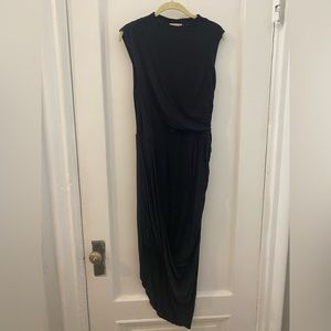 Midi length black drapes dress in size 10
